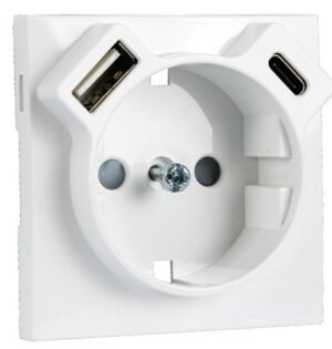 Centro LOGUS90 para Tomada Schuko + USB Tipo A e Tipo C Branco