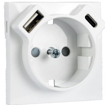 Centro LOGUS90 para Tomada Schuko + USB Tipo A e Tipo C Branco