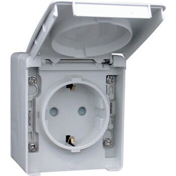 Tomada Schuko com Obturador ESTANQUE48 IP65 Cinzento