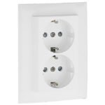 Tomada dupla schuko monobloco LOGUS90 com obturador branco