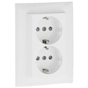 Tomada dupla schuko monobloco LOGUS90 com obturador branco