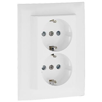 Tomada dupla schuko monobloco LOGUS90 com obturador branco