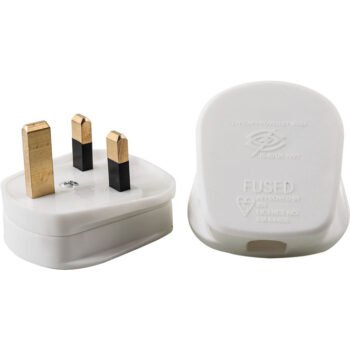 Ficha Inglesa (UK) tipo G branca com fusível 3A, 2P+T