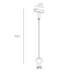 Suspensão para calha magnética PIQUET (2 condutores) 10W LED 550lm 3000K 38° preto - Image 3
