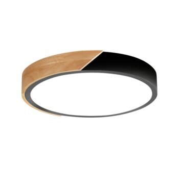 Plafond WOOD ROUND 24W LED 2400lm 3000-4500-6000K Preto/Madeira