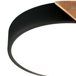 Plafond WOOD ROUND 24W LED 2400lm 3000-4500-6000K Preto/Madeira - Image 2