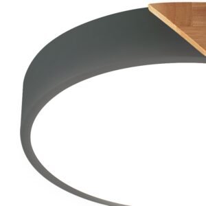Plafond WOOD ROUND 24W LED 2400lm 3000-4500-6000K Cinzento/Madeira - Image 2