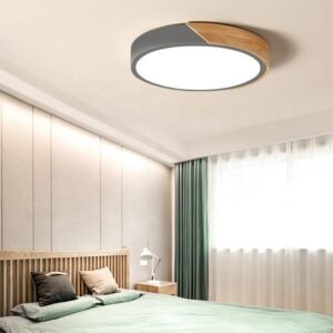 Plafond WOOD ROUND 24W LED 2400lm 3000-4500-6000K Cinzento/Madeira - Image 4