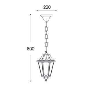 Suspensão ANNA 1xE27 IP55 Alt.80xD.22cm resina preta - Image 2