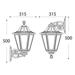 Aplique RUT 1xE27 IP55 C.26xL.31,5xAlt.50cm resina preta - Image 2