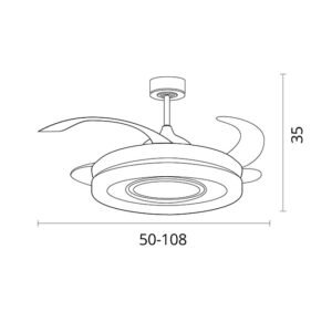 Ventoinha de tecto AMALTEA branca, 4 palas retráteis, 116W LED 3000|4000|6500K, Alt.35xD.108/50cm - Image 3