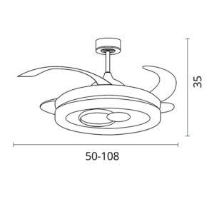 Ventoinha de tecto HERSA branca, 4 palas retráteis, 116W LED 3000|4000|6500K, Alt.35xD.108/50cm - Image 3