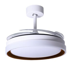 Ventoinha tecto KIGALI branca/castanho, 4 palas retráteis, 72W LED 3000|4000|6000K Alt.35xD.108/50cm - Image 2