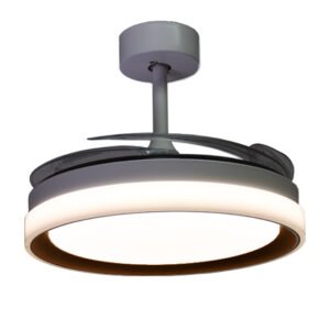 Ventoinha tecto KIGALI branca/castanho, 4 palas retráteis, 72W LED 3000|4000|6000K Alt.35xD.108/50cm - Image 3