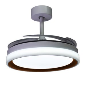 Ventoinha tecto KIGALI branca/castanho, 4 palas retráteis, 72W LED 3000|4000|6000K Alt.35xD.108/50cm - Image 4