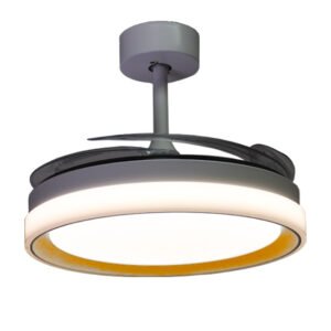 Ventoinha de tecto KIGALI branca/dourada 4palas retráteis, 72W LED 3000|4000|6000K Alt.35xD.108/50cm - Image 3