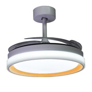 Ventoinha de tecto KIGALI branca/dourada 4palas retráteis, 72W LED 3000|4000|6000K Alt.35xD.108/50cm - Image 4