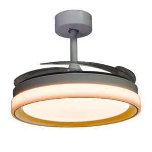 Ventoinha de tecto KIGALI branca/dourada 4palas retráteis, 72W LED 3000|4000|6000K Alt.35xD.108/50cm - Image 5