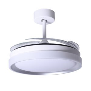 Ventoinha de tecto KIGALI branca/prata, 4palas retráteis, 72W LED 3000|4000|6000K, Alt.35xD.108/50cm - Image 2
