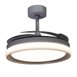 Ventoinha de tecto KIGALI branca/prata, 4palas retráteis, 72W LED 3000|4000|6000K, Alt.35xD.108/50cm - Image 3
