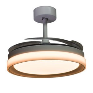 Ventoinha de tecto KIGALI branca/prata, 4palas retráteis, 72W LED 3000|4000|6000K, Alt.35xD.108/50cm - Image 5