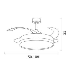 Ventoinha de tecto KIGALI branca/prata, 4palas retráteis, 72W LED 3000|4000|6000K, Alt.35xD.108/50cm - Image 7