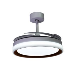 Ventoinha de tecto KIGALI MINI branca/preta 4palas retráteis 48W LED 3000|4000|6000K Alt.35xD91/40cm - Image 4