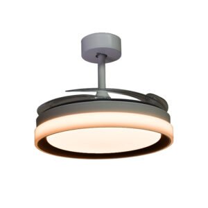 Ventoinha de tecto KIGALI MINI branca/preta 4palas retráteis 48W LED 3000|4000|6000K Alt.35xD91/40cm - Image 5