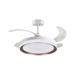 Ventoinha tecto KIGALI MINI branca/castanho 4palas retráteis 48WLED 3000|4000|6000K Alt35xD91/40cm