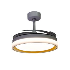 Ventoinha de tecto KIGALI MINI branca/dourada 4palas retráteis 48WLED 3000|4000|6000K Alt35xD91/40cm - Image 3