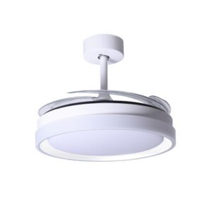 Ventoinha tecto KIGALI MINI branca/branca 4palas retráteis 48W LED 3000|4000|6000K Alt.35xD.91/40cm - Image 2