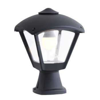 Pilar DARIO 1xE27 IP55 C.24xL.24xAlt.35cm resina preta