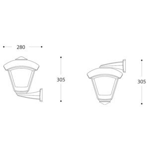 Aplique DARIO 1xE27 IP55 C.24xL.28xAlt.30,5cm resina preta - Image 2