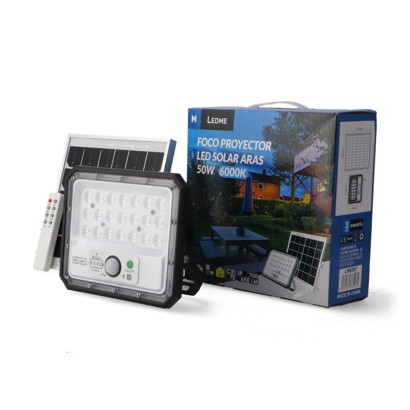 Projetor Solar LED 50W ARAS com Sensor de Movimento e Painel Solar - Image 2