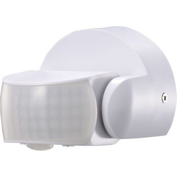 Sensor de movimento IR branco IP65, ângulo de detecção 180°/360°
