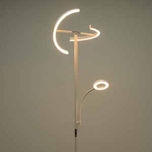 Candeeiro de pé IRIS com braço de leitura 20W+7W LED CCT (3000K-6000K), em branco - Image 3