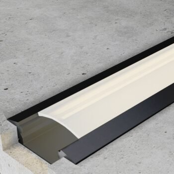 Calha com abas para fita LED preto com difusor opalino L.24,7x Alt.7mm - 2mt