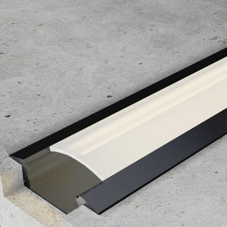 Calha com abas para fita LED preto com difusor opalino L.24,7x Alt.7mm - 2mt