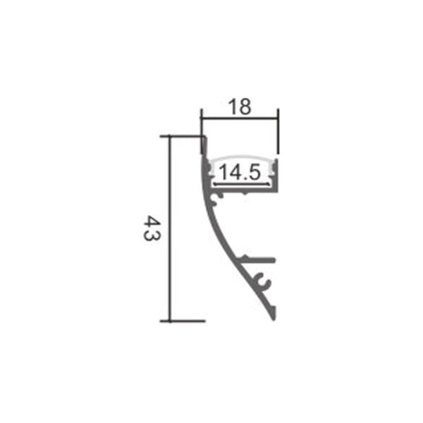 Calha de parede para fita LED com difusor opalino L.18x Alt.43mm - 2mt - Image 3