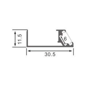 Calha de prateleira preta para fita LED com difusor opalino L.11,5x Alt.30,5mm - 2mt - Image 2