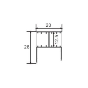 Calha de prateleira para fita LED com difusor opalino L.28x Alt.20mm - 2mt - Image 2