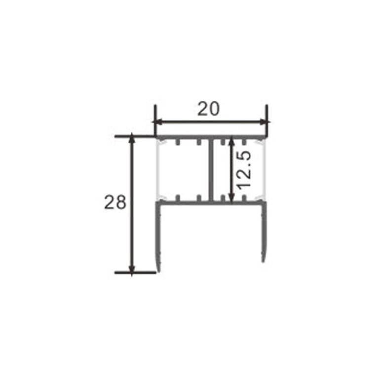 Calha de prateleira para fita LED com difusor opalino L.28x Alt.20mm - 2mt - Image 2
