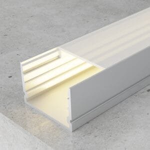Calha sem abas para fita LED com difusor opalino L.19,3x Alt.13mm - 2mt