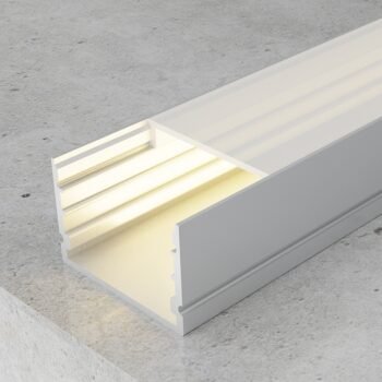 Calha sem abas para fita LED com difusor opalino L.19,3x Alt.13mm - 2mt