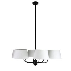 Candeeiro de Teto MARIZA 6xE14 Preto com Abatjours Bege