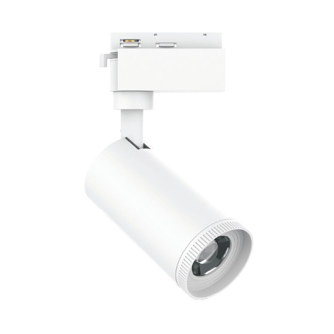 Foco LED para calha ARGOS 30W CCT branco, 2 condutores, com ângulo de abertura ajustável